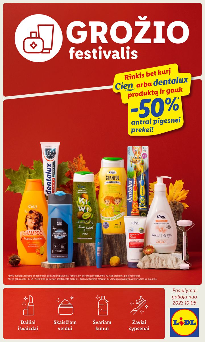 LIDL prekių katalogas "Grožio festivalis" galioja nuo 2023.10.05