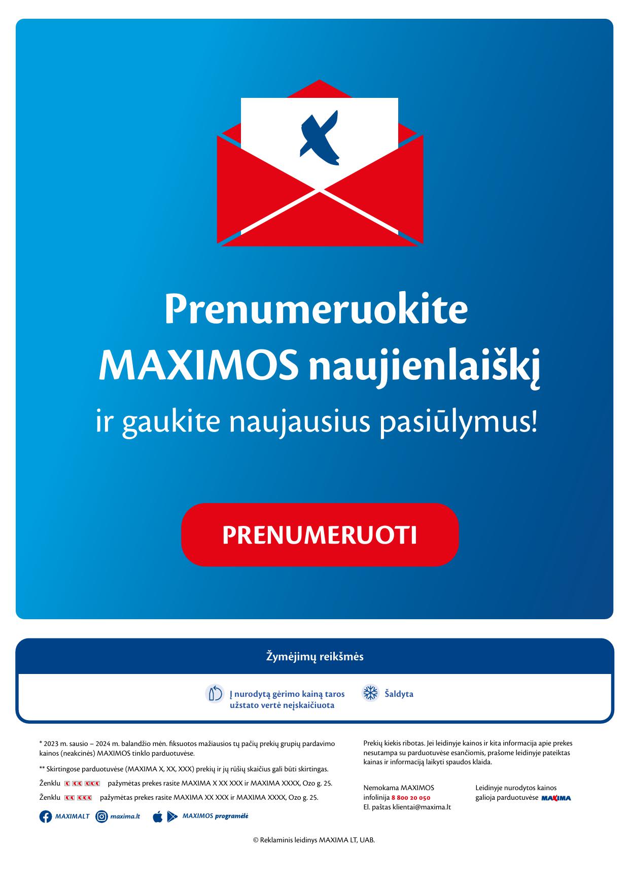 MAXIMA "KAINŲ KAINA" gegužės pasiūlymų leidinys 2024.05.28 - 2024.06.03
