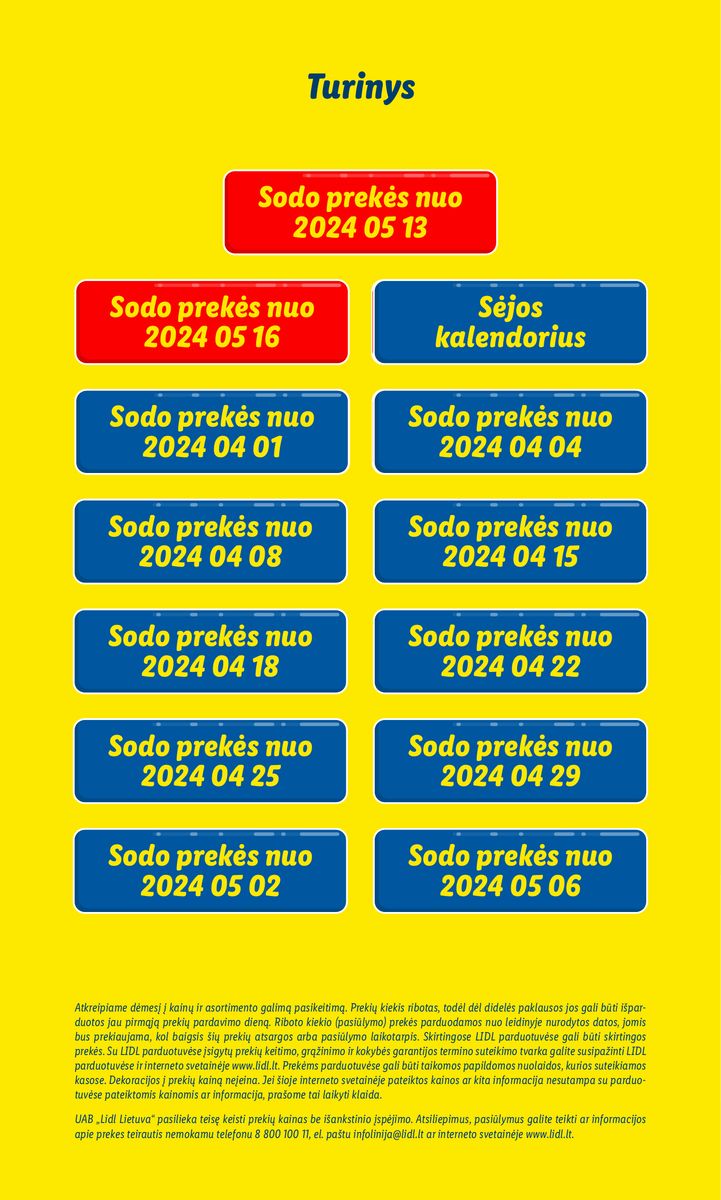 LIDL SODO PREKIŲ KATALOGAS "Visi į sodą"