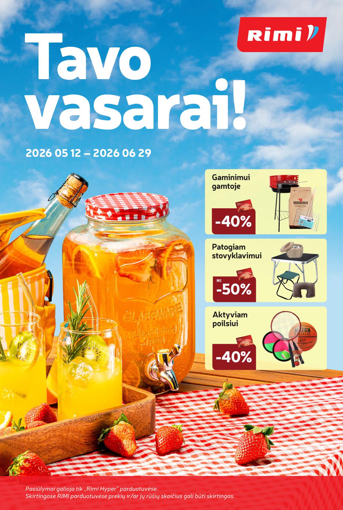 RIMI vasaros prekių katalogas "Tavo vasarai !" 2026.05.12 iki 2026.06.29