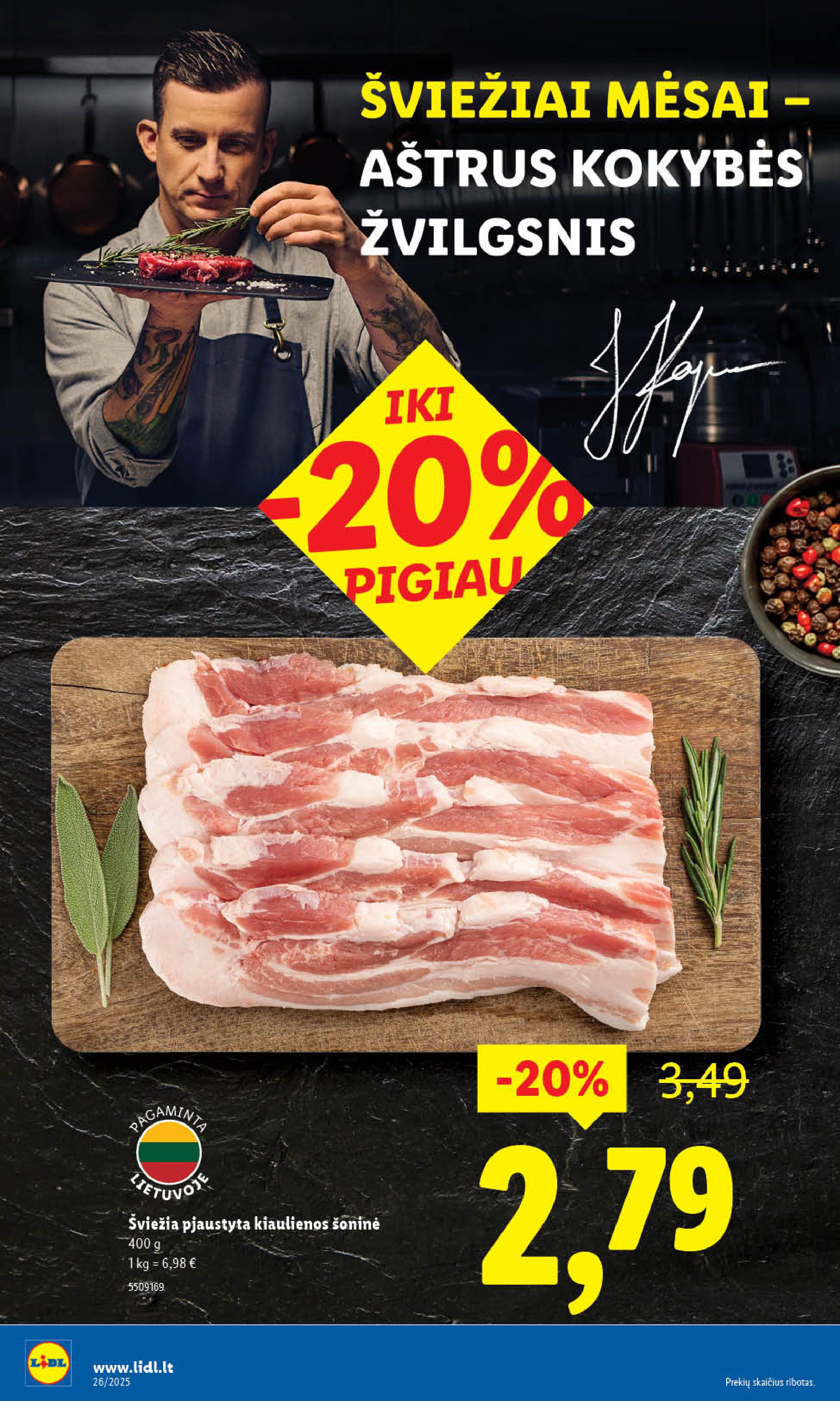 LIDL maisto prekių leidinukas nuo ketvirtadienio 2025.06.26. iki 2025.06.29
