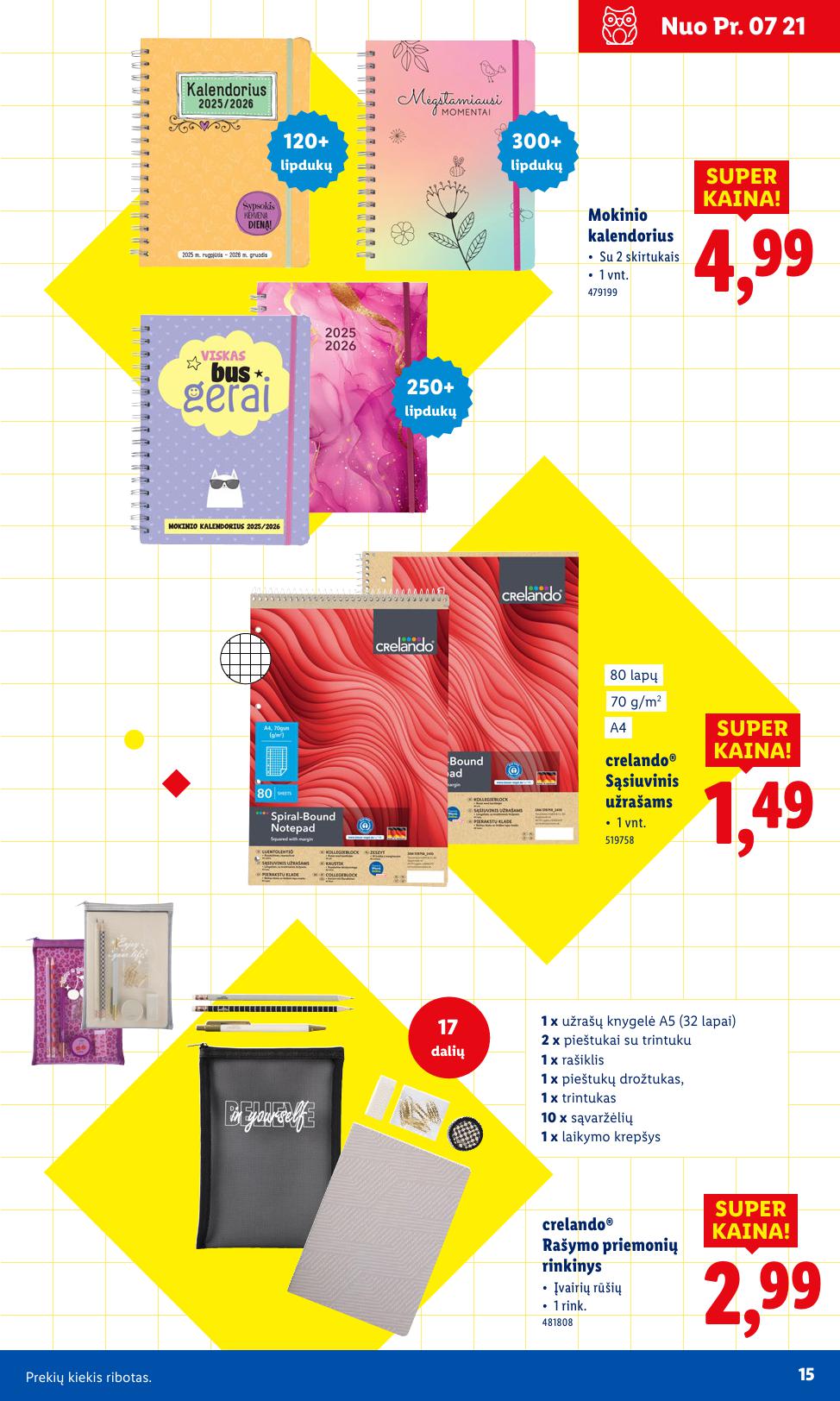 LIDL mokyklos prekių katalogas "Į žinių pasaulį" galioja nuo 2025.07.21