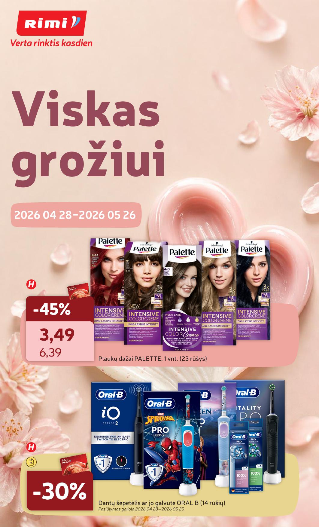 RIMI grožio prekiu katalogas "Viskas grožiui" 2026.04.28 iki 2026.05.26
