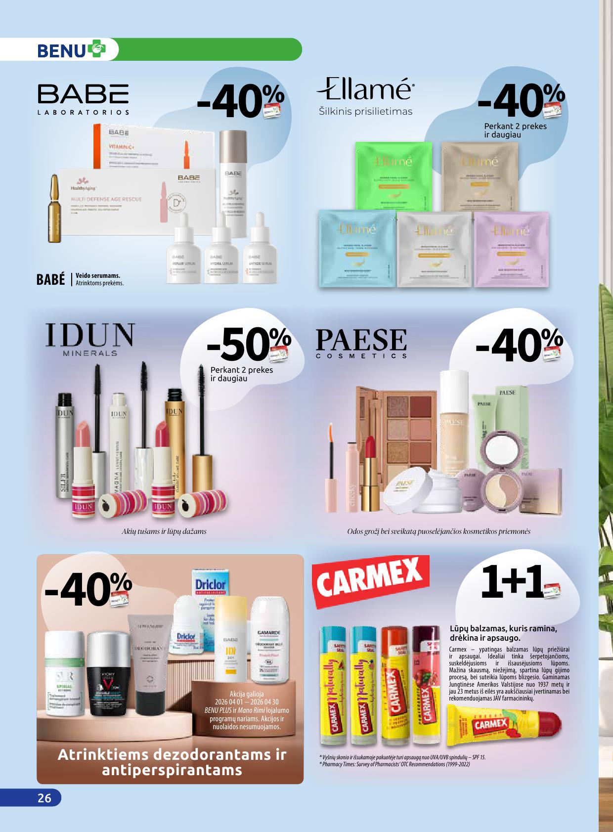 BENU vaistinės akcijų ir nuolaidų leidinys 2026.04.01 - 2026.04.30