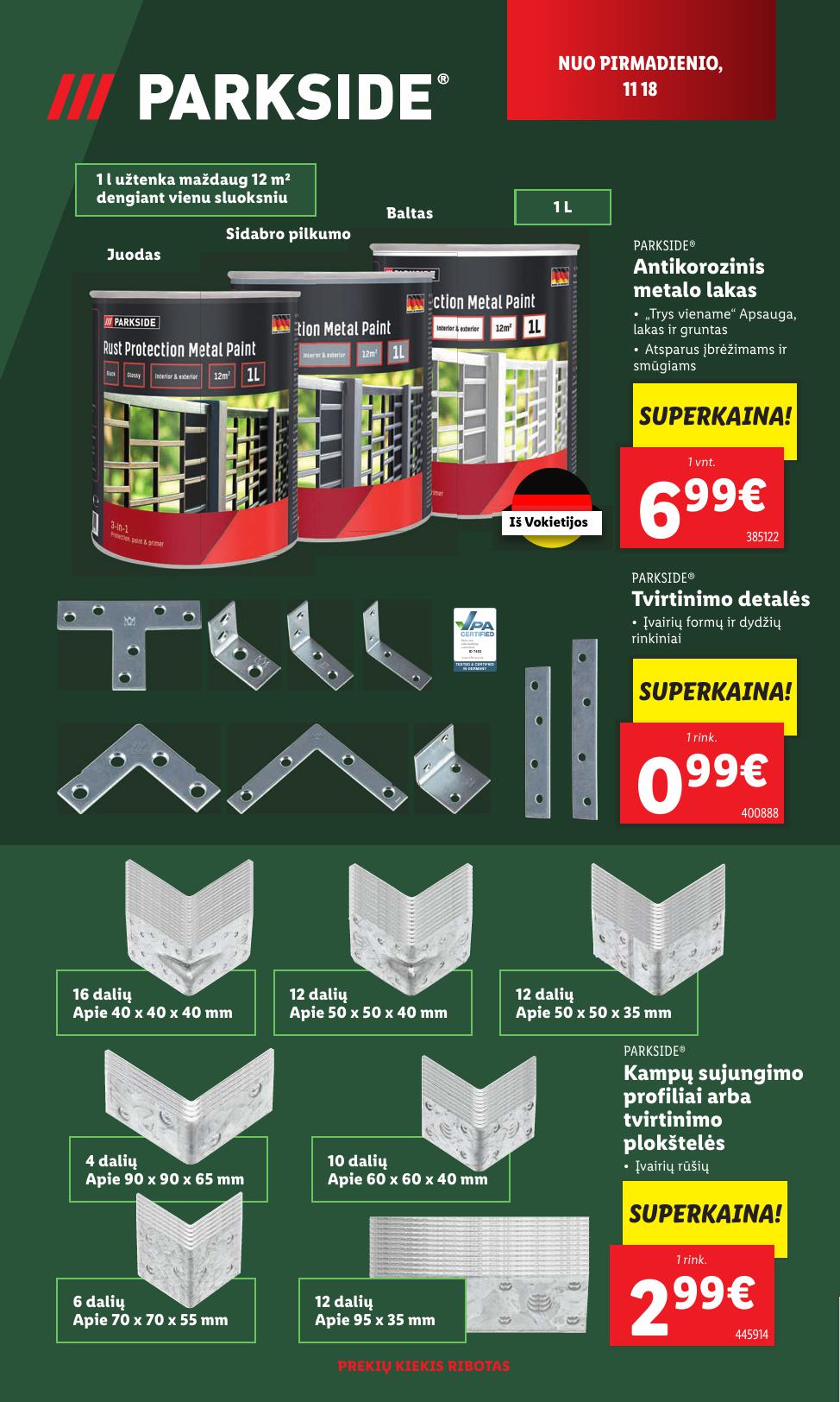 LIDL katalogas "Parkside aukštos kokybės įrankiai" galioja nuo 11.18