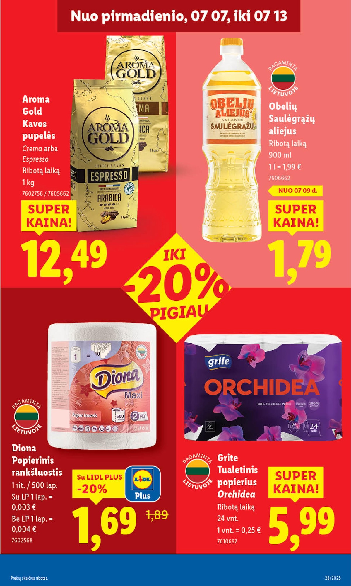 LIDL maisto prekių leidinukas nuo ketvirtadienio 2025.07.10 iki 2025.07.13