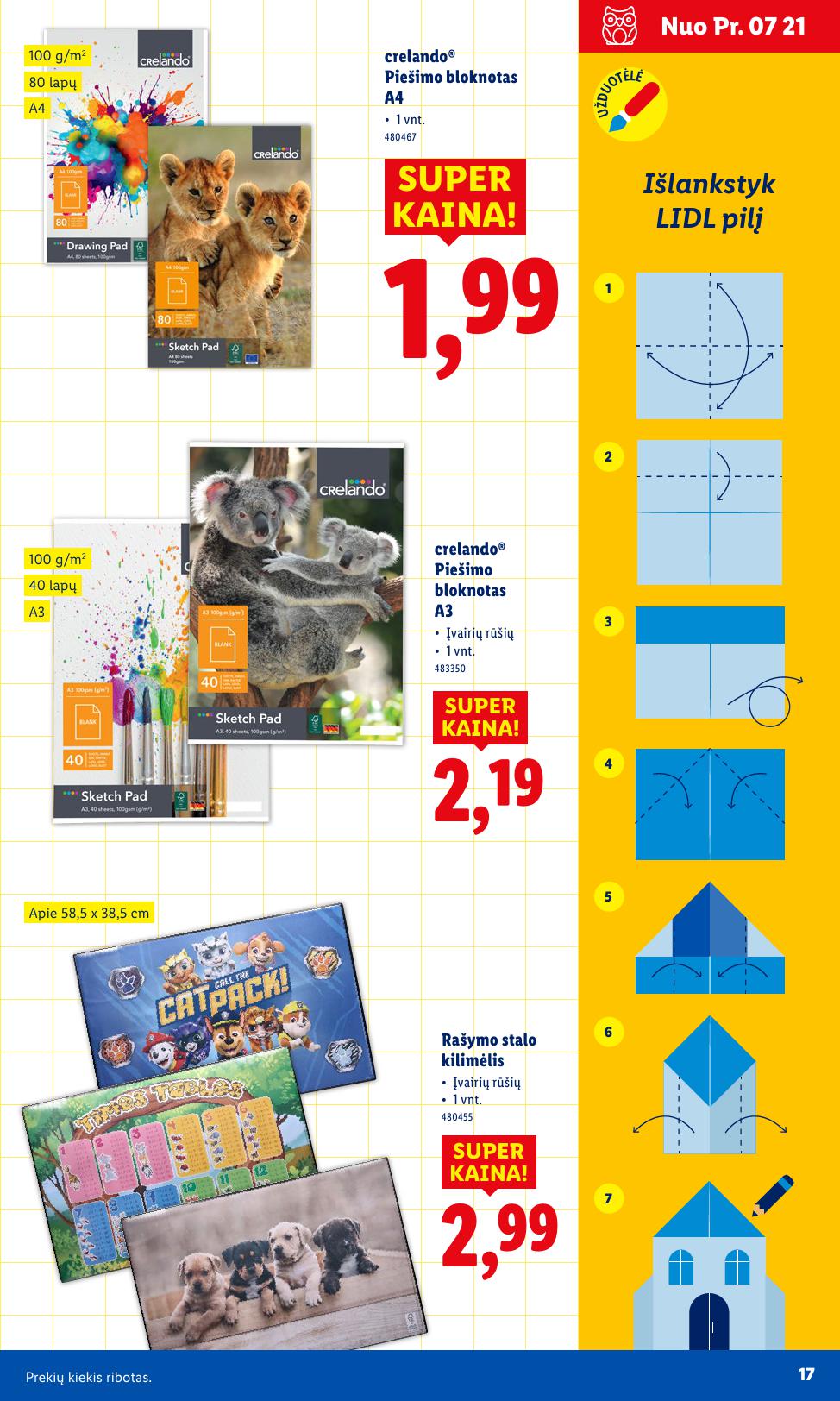 LIDL mokyklos prekių katalogas "Į žinių pasaulį" galioja nuo 2025.07.21