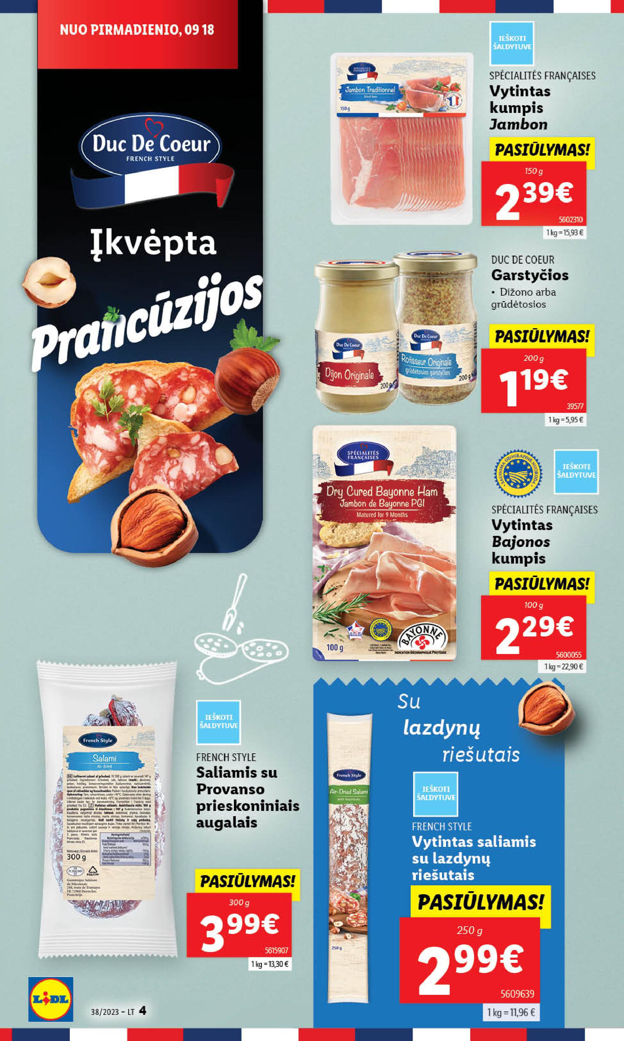 LIDL PRANCŪZIŠKO STILIAUS PRODUKTAI savaitė "DUC DE COEUR" nuo 2023.09.18